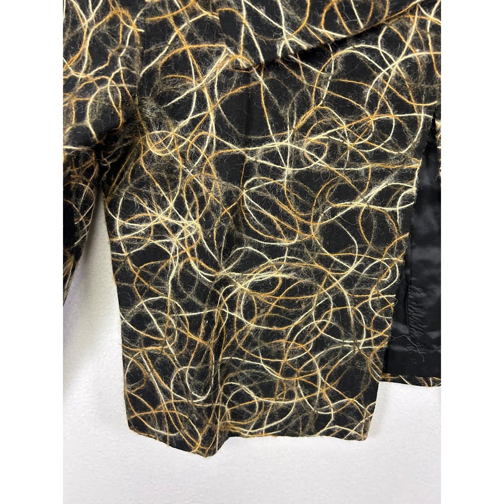 Artistic Avant Garde Elliott Lauren Womens 10 Black Gold Wool Scribble Jacket - Picture 4 of 11